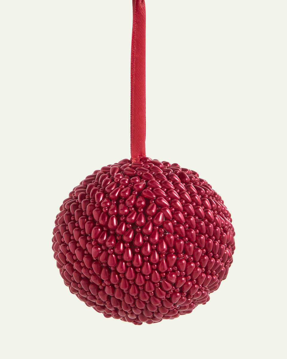 Red Pearly Lace Ball Ornament
